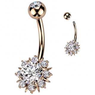 Piercing nombril cuivr� soleil de zirconiums �tincelant