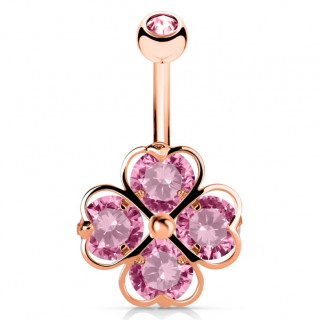 Piercing nombril cuivr� tr�fle � 4 feuilles