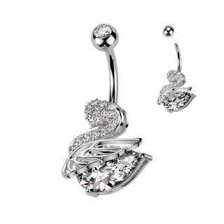 Piercing nombril Cygne argent� serti