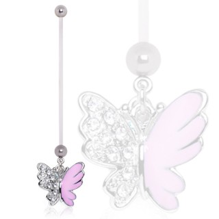 Piercing nombril de grossesse � papillon bicolore