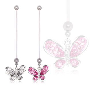 Piercing nombril de grossesse � papillon strass