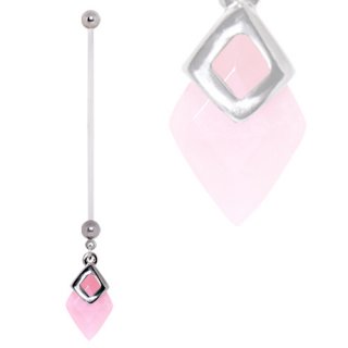Piercing nombril de grossesse � quartz rose