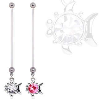 Piercing nombril de grossesse avec poisson � strass