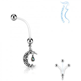 Piercing nombril de grossesse � lune vintage sertie