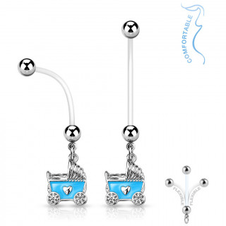 Piercing nombril de grossesse � poussette bleue
