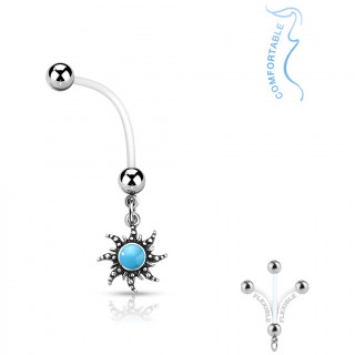 Piercing nombril de grossesse � soleil vintage turquoise