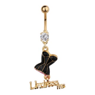 Piercing nombril dor� � corset noir "undress me"
