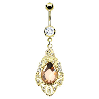 Piercing nombril dor� � pendentif style royal