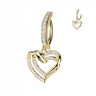 Piercing nombril dor� � charni�re avec pendentif coeur �l�gant