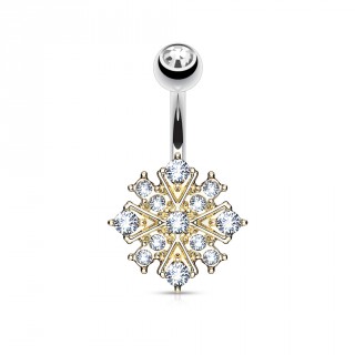 Piercing nombril dor� �toile �clatante pav�e de strass