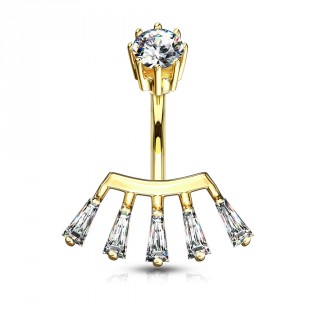 Piercing nombril dor� �ventail � pierres taill�es fa�on princesse