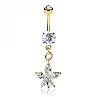 Piercing nombril dor� � jolie fleur en pendentif