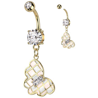 Piercing nombril dor� � pendentif papillon cadrill�