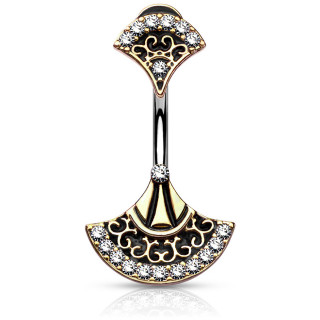 Piercing nombril � double �ventail dor�