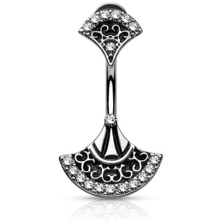 Piercing nombril � double �ventail tribal argent�