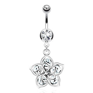 Piercing nombril � double fleur illumin�e de zirconiums