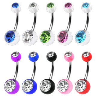Piercing nombril � boules acryliques serties