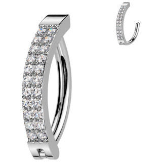 Piercing nombril � double ligne de zirconiums (� charni�re)