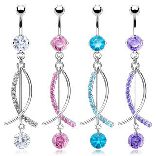 Piercing nombril double-pendentif deux ligne