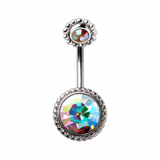Piercing nombril double strass � petite fleur