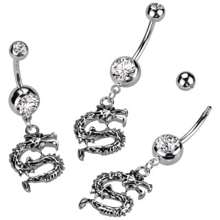 Piercing nombril dragon asiatique ondul�