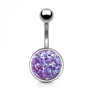 Piercing nombril � druse violette ronde