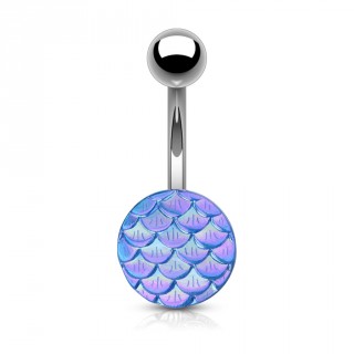 Piercing nombril � �cailles m�tallis�es Bleues