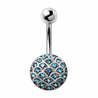 Piercing nombril � �cailles strass bleus