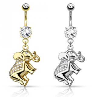 Piercing nombril �l�phant � dos pav� de strass