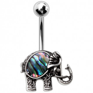 Piercing nombril �l�phant orn� d'abalone