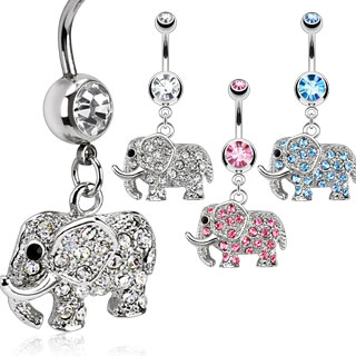 Piercing nombril �l�phant pav� de pierres