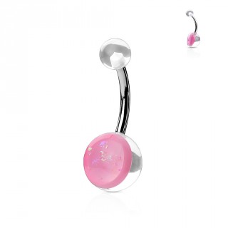 Piercing nombril embouts transparents � opale rose