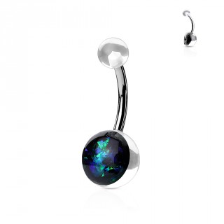 Piercing nombril embouts transparents � opale vert fonc�