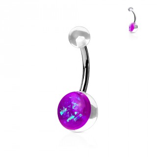 Piercing nombril embouts transparents � opale violette