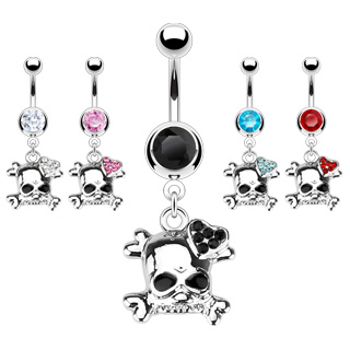 Piercing nombril emo t�te de mort et coeur