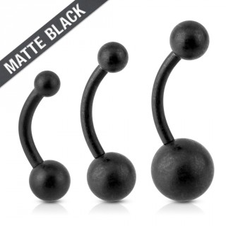 Piercing nombril en acier noir mat � boules