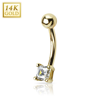 Piercing nombril en or 14 carats avec zirconium carr�
