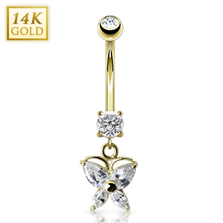 Piercing nombril en or 14 carats � pendentif papillon