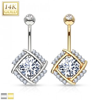 Piercing nombril en or 14 carats style moulin � vent