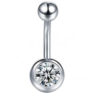 Piercing nombril en titane � boule sertie zirconium