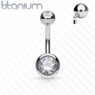 Piercing nombril en titane haute qualit� � strass (filetage interne)