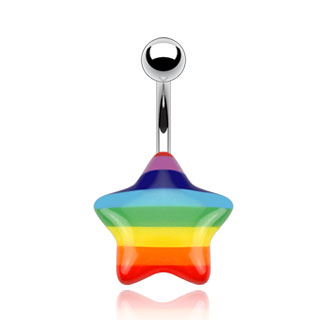 Piercing nombril �toile arc en ciel Gay Pride Rainbow