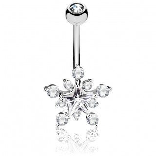 Piercing nombril �toile constell�e de strass