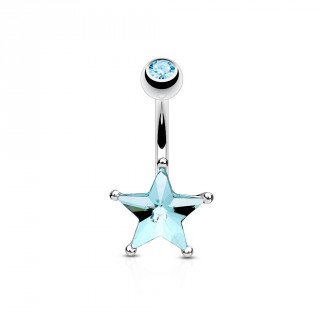 Piercing nombril �toile de cristal - bleu aqua