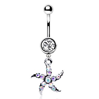 Piercing nombril �toile de mer � strass aurore bor�ale