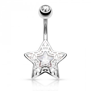 Piercing nombril �toile filigrane argent�e