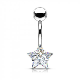 Piercing nombril � �toile zirconium (filetage interne - 100% acier)