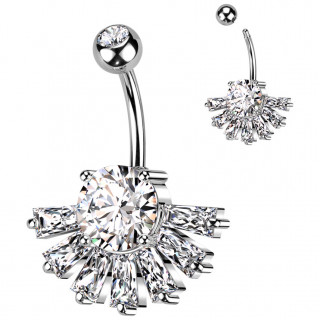Piercing nombril � �ventail de barrettes zirconiums