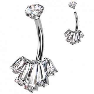 Piercing nombril � �ventail de zirconiums clairs