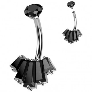 Piercing nombril � �ventail de zirconiums noirs